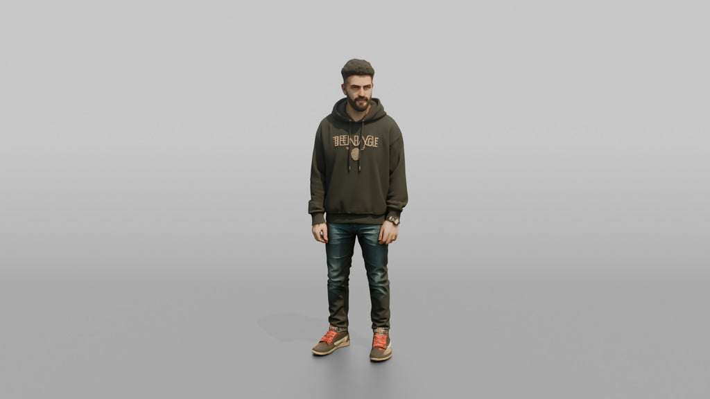 Middle Eastern Man in Dark Hoodie and Jeans