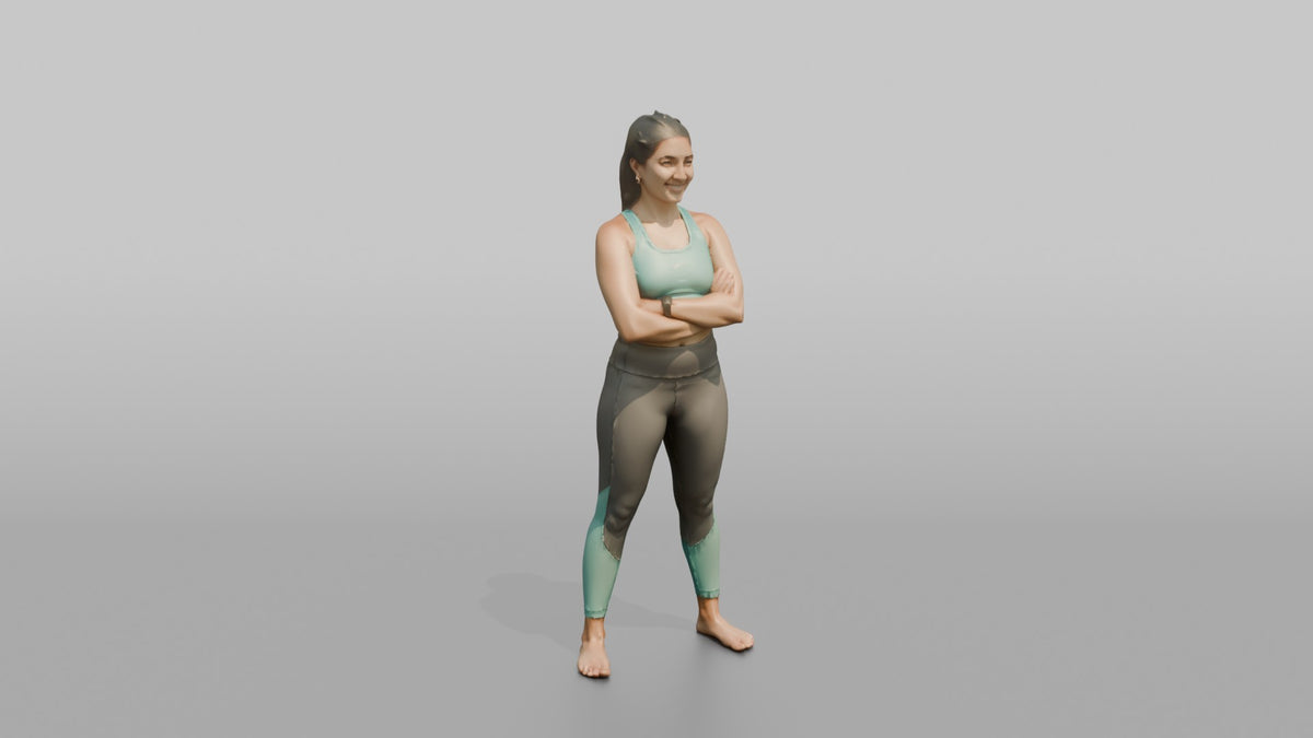 Physique Model Woman Standing With Arms Crossed, Confident Post-workout Stance - 3D character model