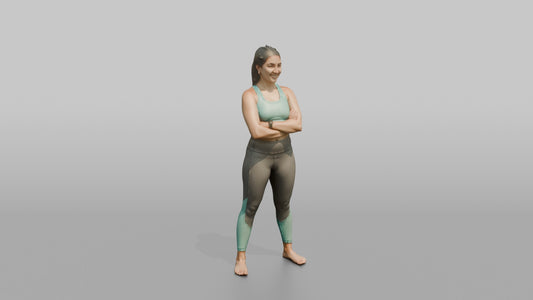 Physique Model Woman Standing With Arms Crossed, Confident Post-workout Stance - 3D character model