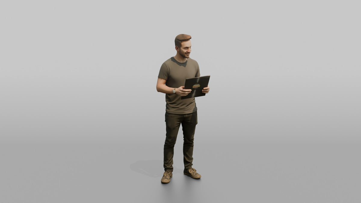 Club DJ Man Holding A Vinyl Record - 3D character model