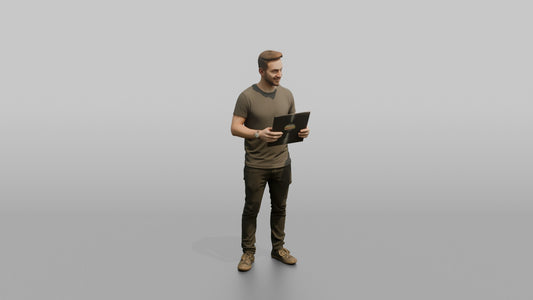 Club DJ Man Holding A Vinyl Record - 3D character model