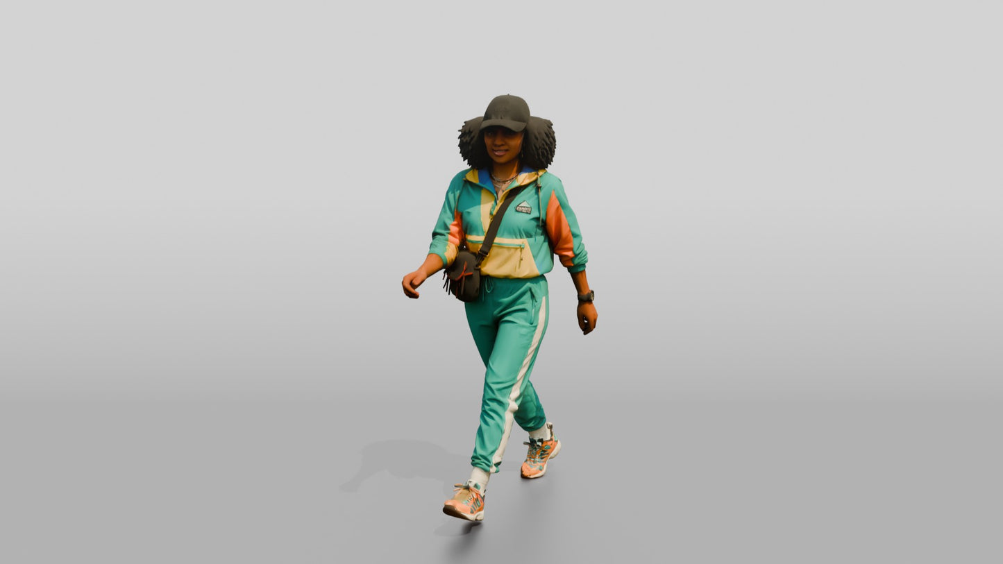 Afro-Latina Woman in Vibrant Windbreaker