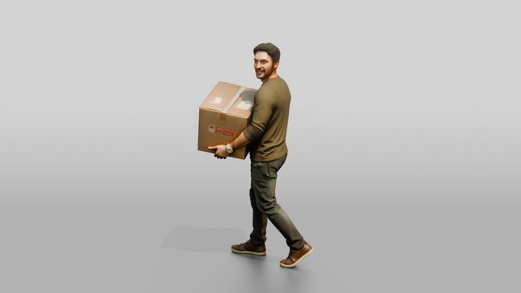 Man Carrying Cardboard Box