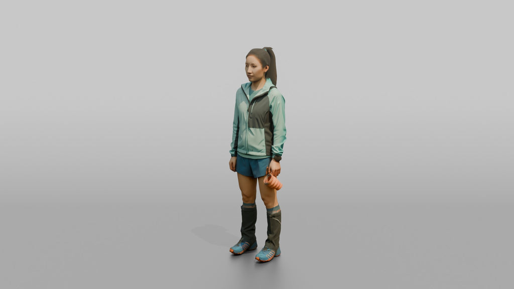 High-Altitude Runner Holding a Water Cup