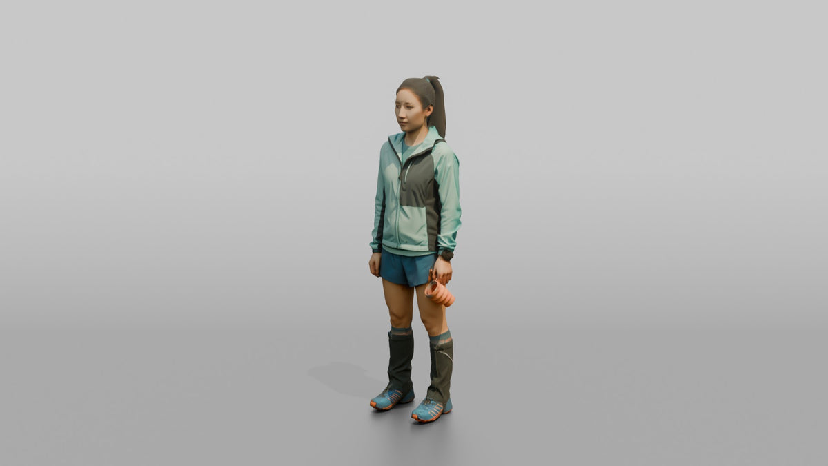High-Altitude Runner Holding a Water Cup - 3D character model, view 4