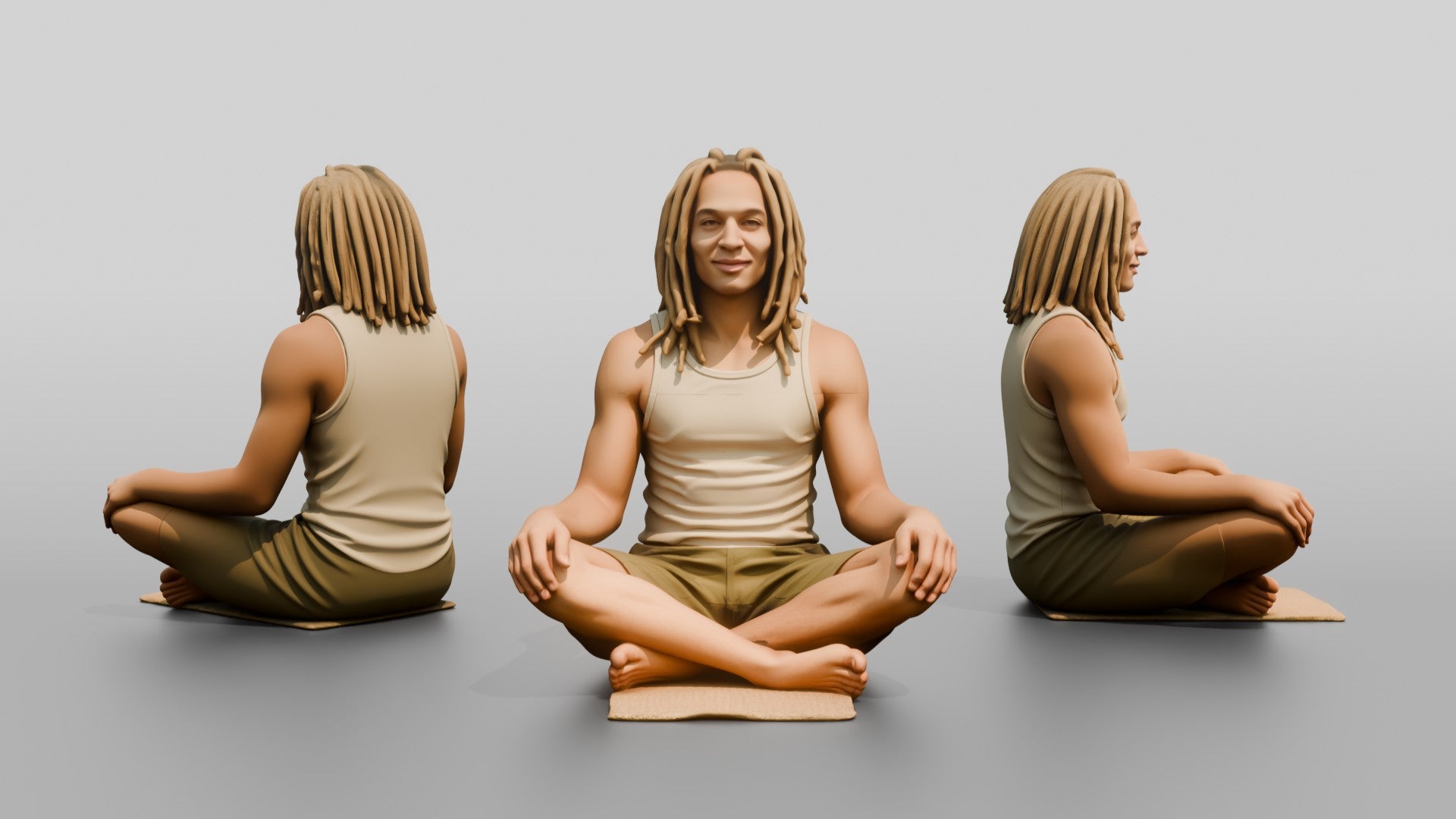 Man Meditating with Dreadlocks