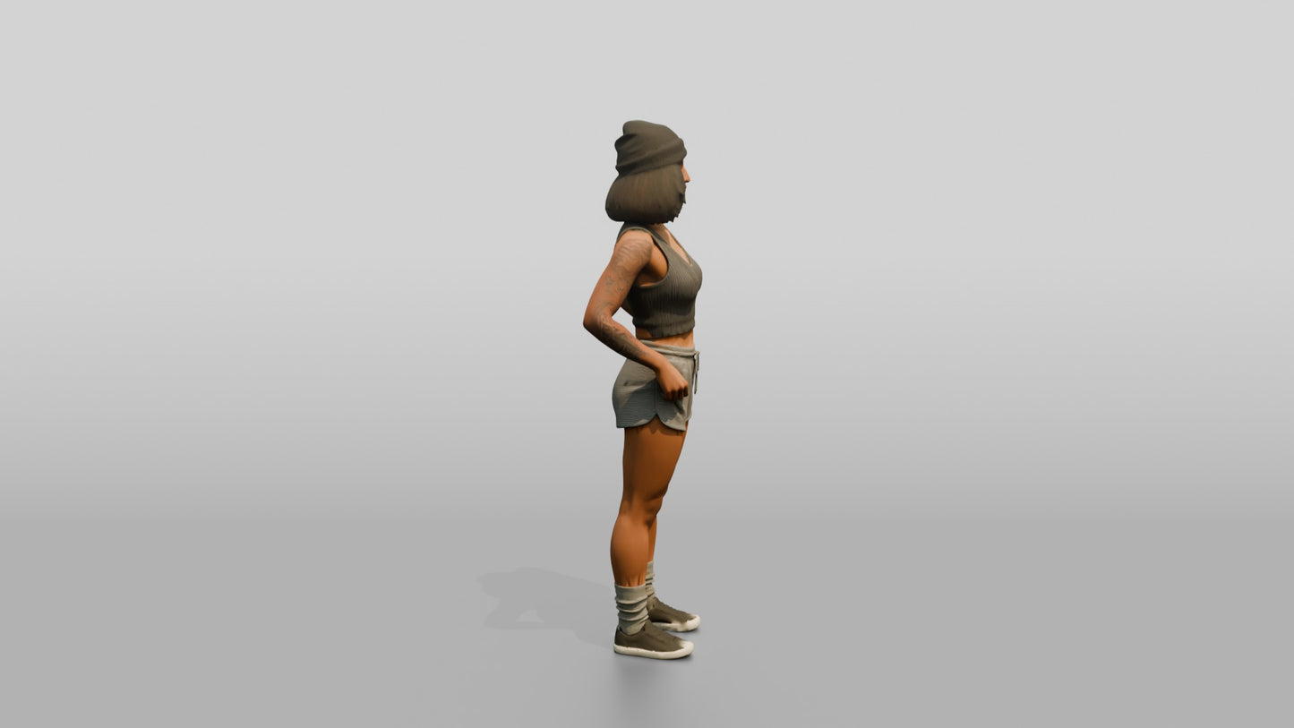 Woman in Beanie Standing with Hands on Hips