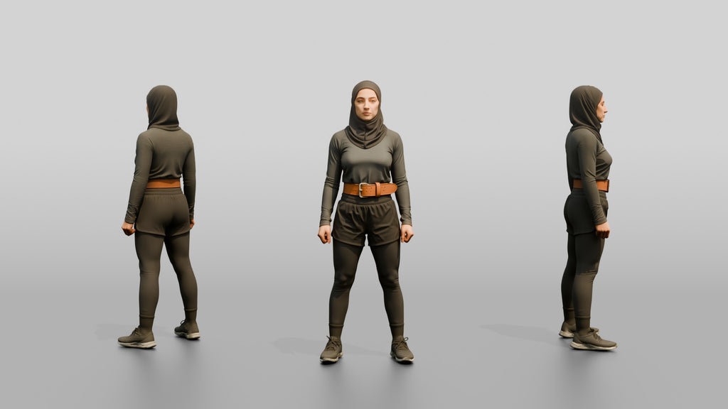 Woman in Sports Hijab and Belt