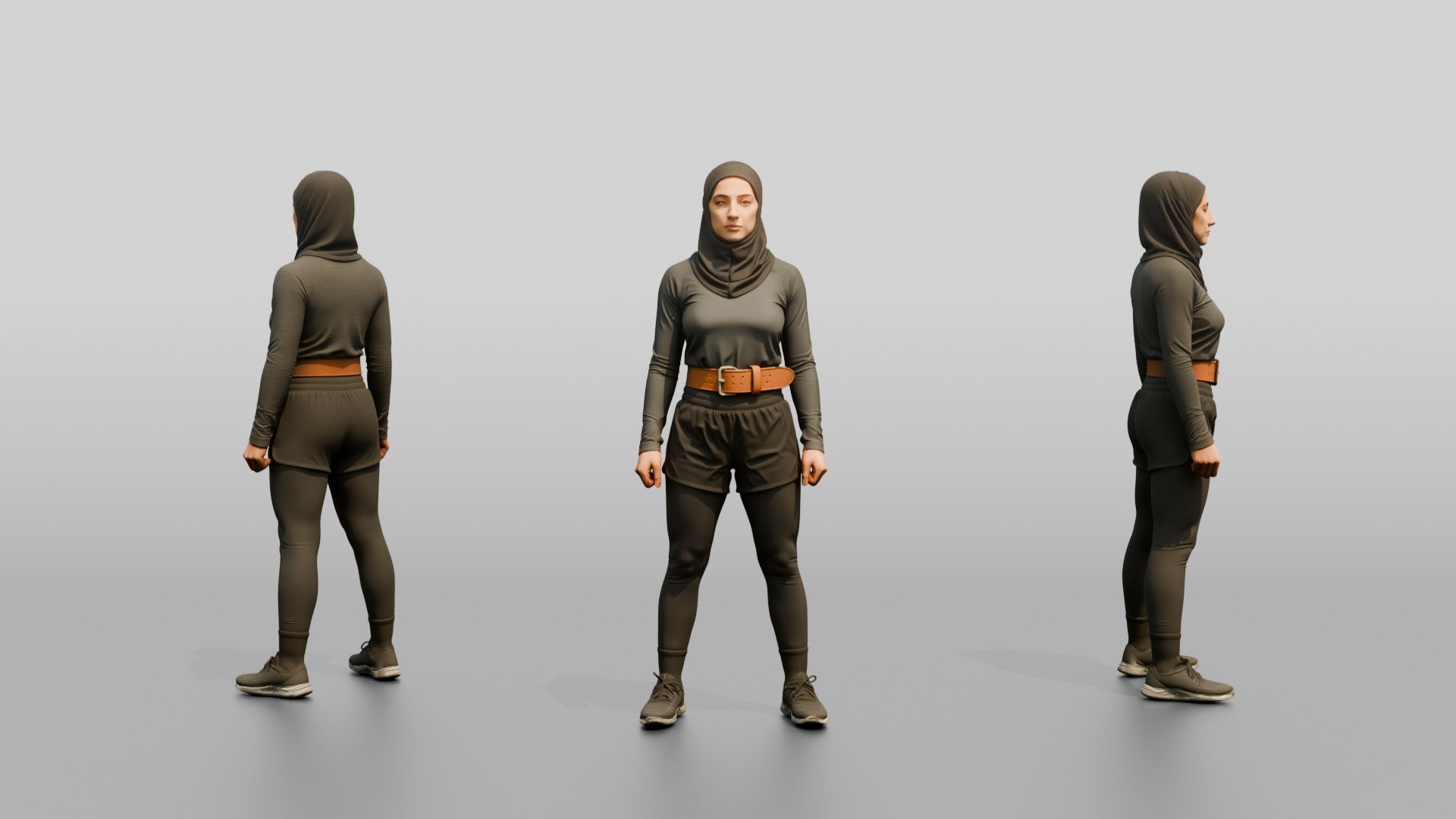 Woman in Sports Hijab and Belt