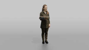 Cocktail Server Woman Carrying A Tray Of Shot Glasses - 3D character model
