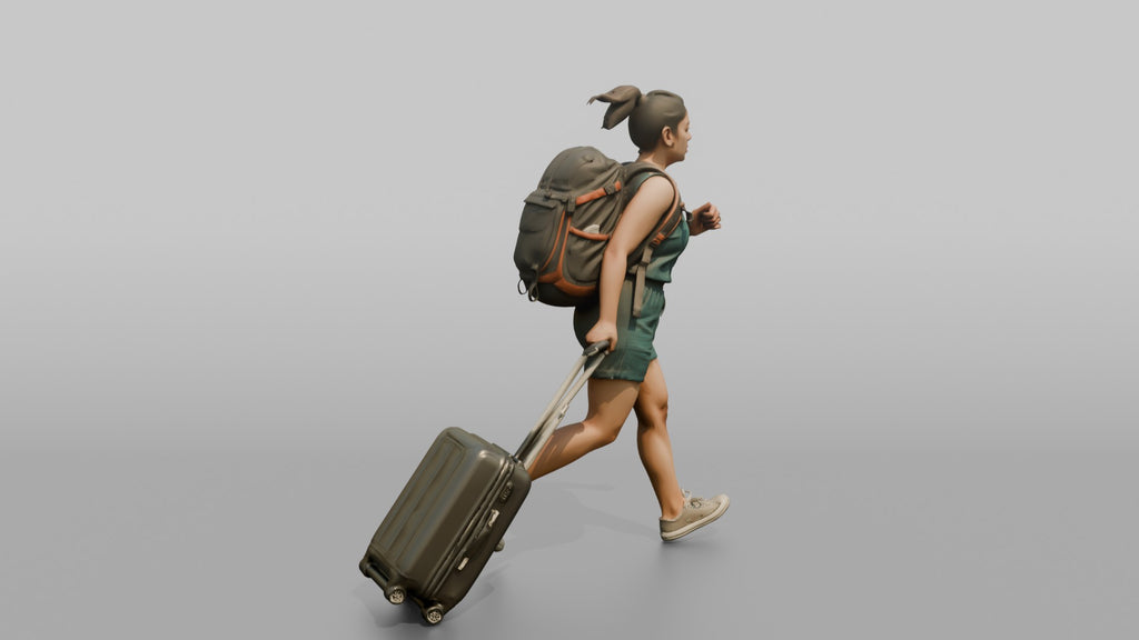 Traveler Jogging Late For A Flight