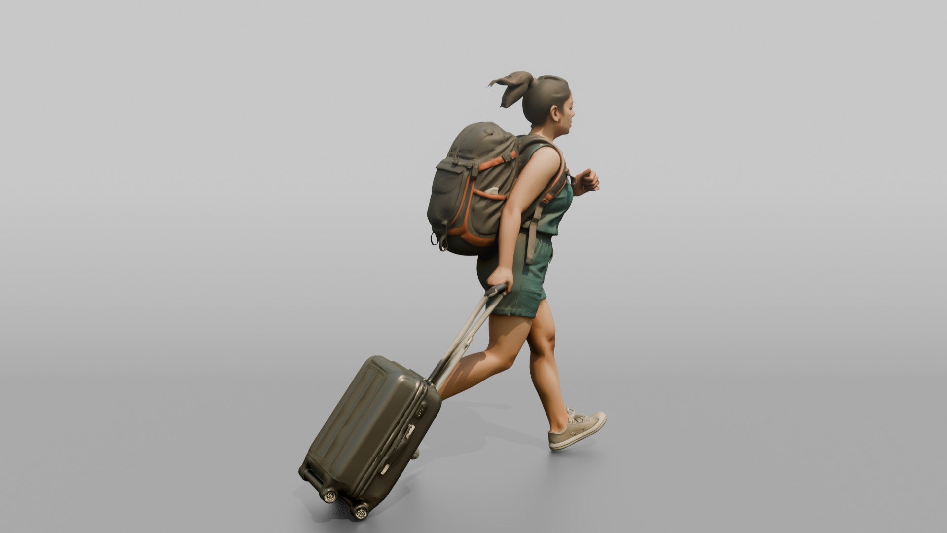 Traveler Jogging Late For A Flight