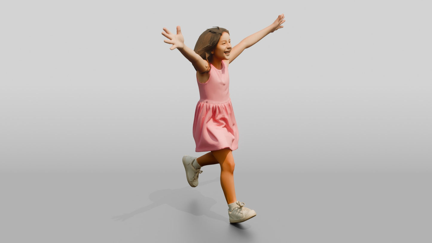 Slender Greek Girl Running with Outstretched Arms
