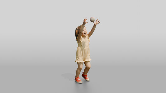 Toddler Croatian Girl Reaching for a Soap Bubble - 3D character model, view 1