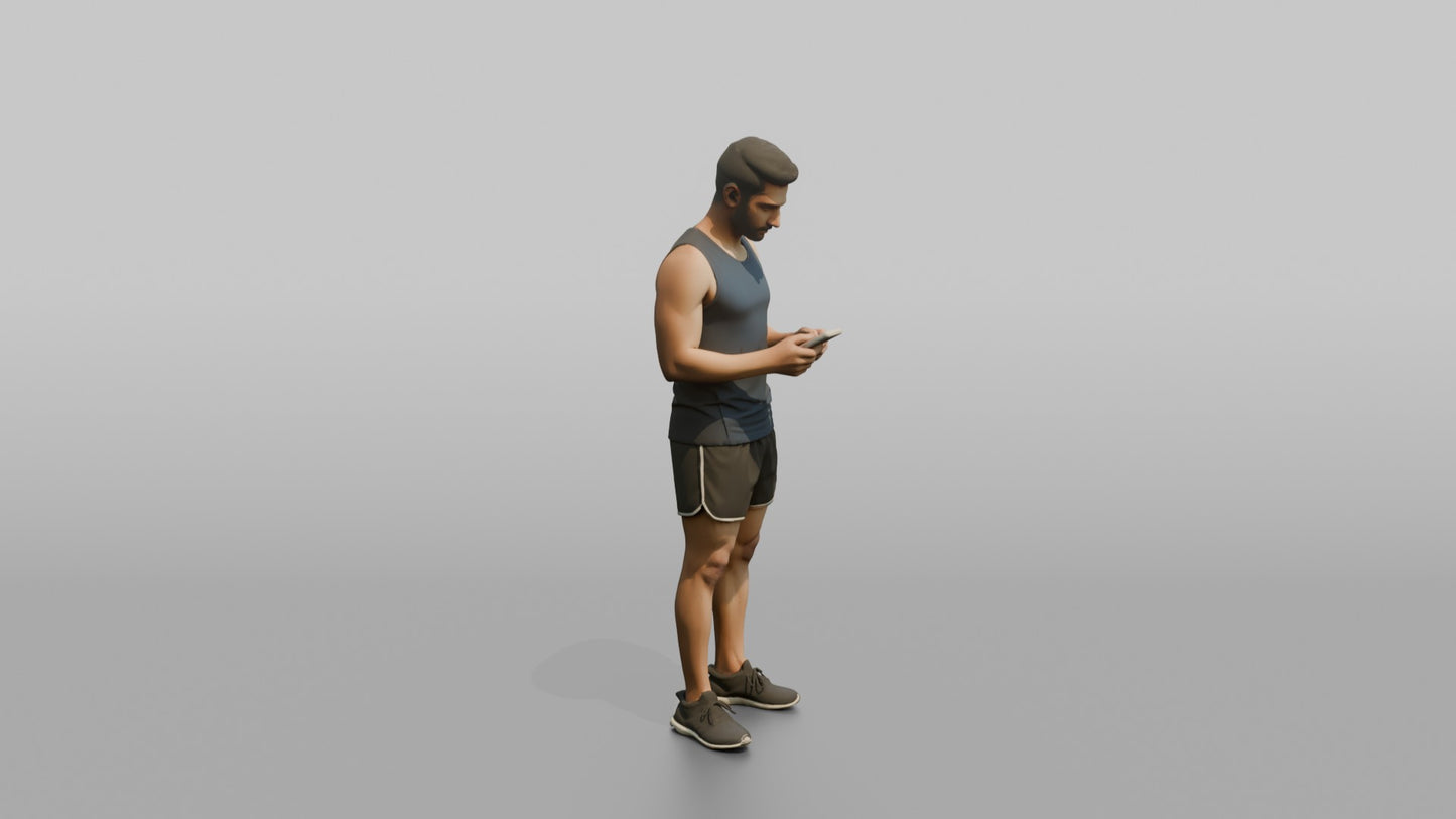 Vacationer Wearing Fitted Sleeveless Top And Shorts