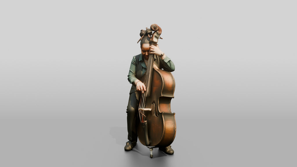 Jazz Double Bassist Plucking Strings