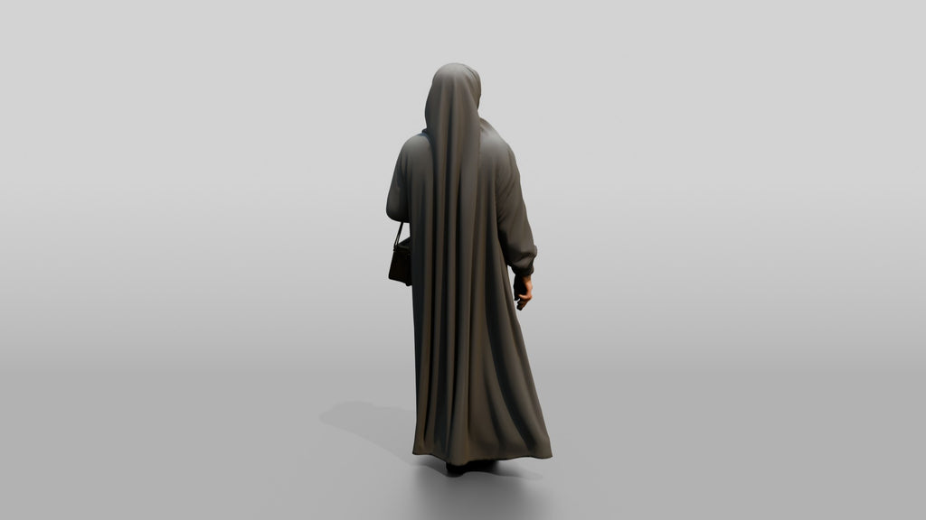 Elegant Elderly Saudi Woman in Abaya and Hijab