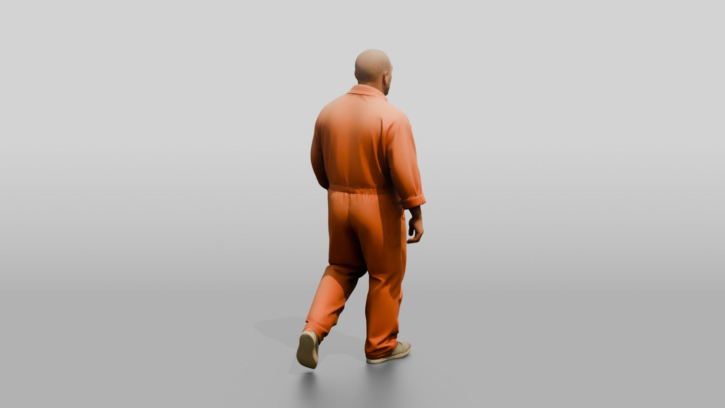 Latino Male Prisoner in an Orange Jumpsuit