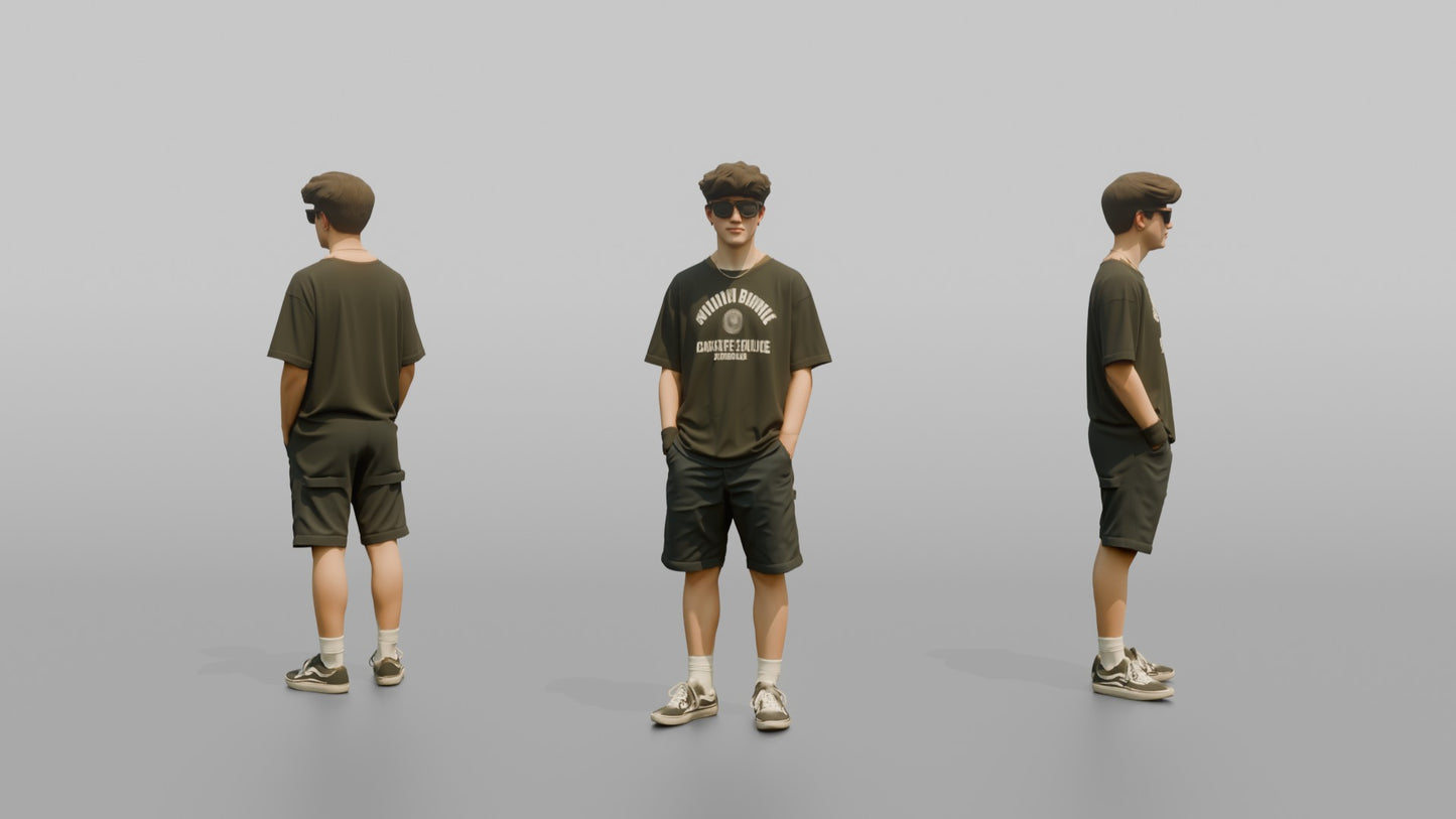 Teenager Posing in a Skate Tee and Sunglasses