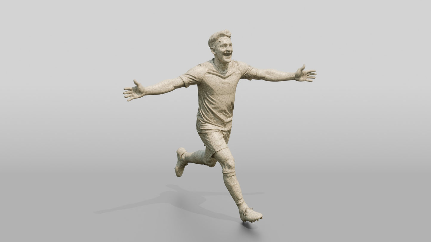 Soccer Player Running with Open Arms