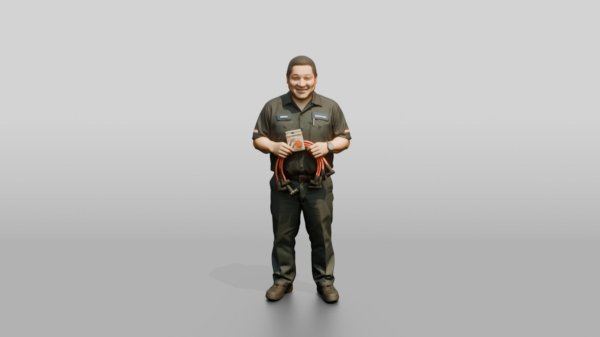 Mechanic Holding Spark Plug Wires