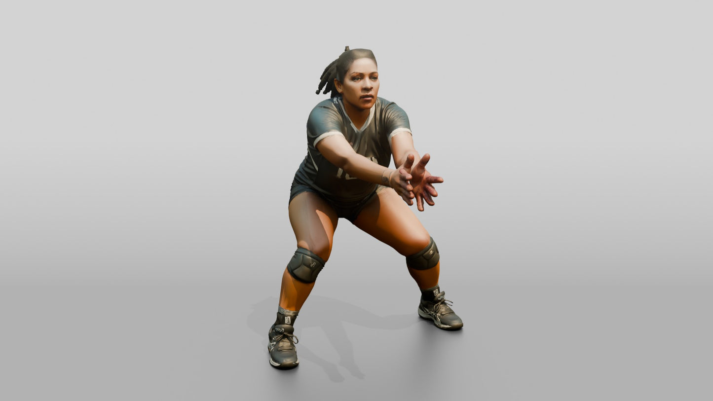 Hispanic Female Volleyball Player in Dark Grey Uniform