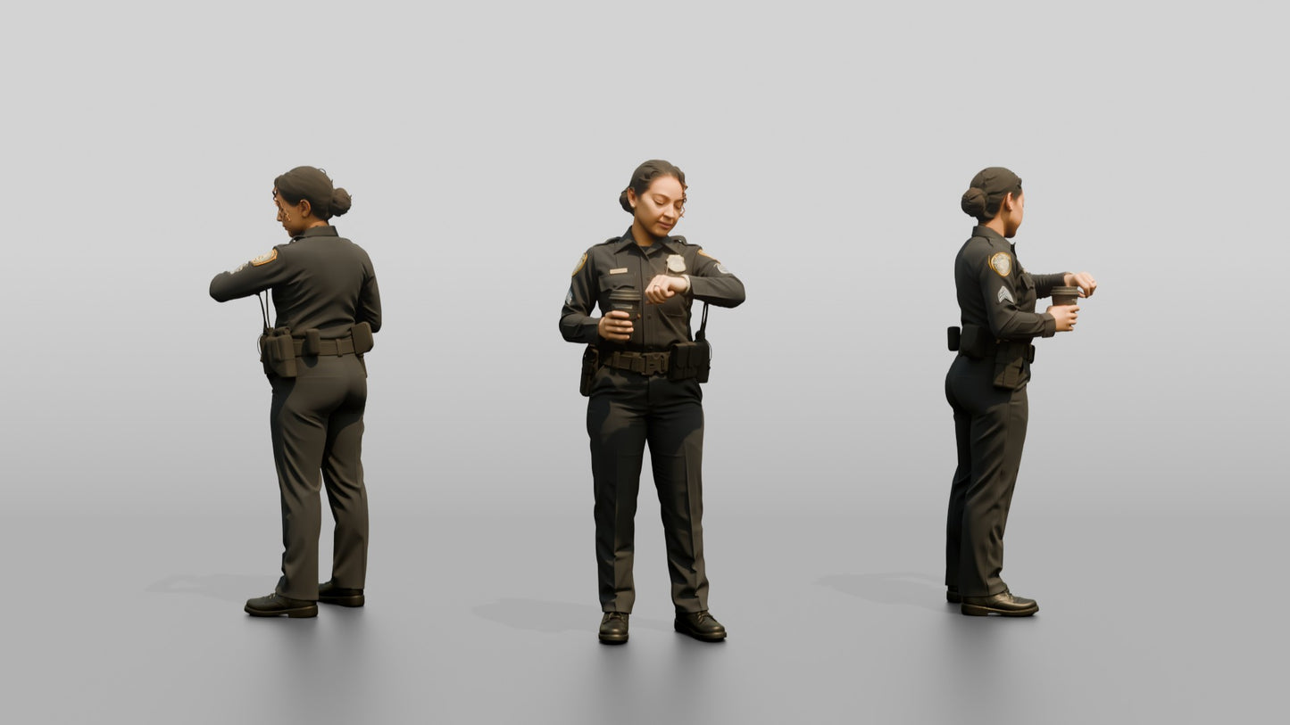 Female Police Officer Checking Her Watch