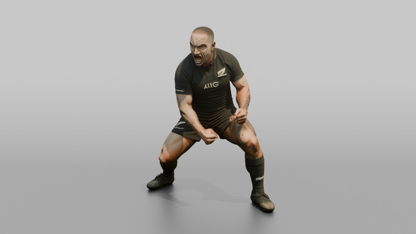 Maori Player Slapping Thighs During the Haka