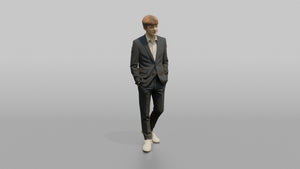 Teenage Wedding Guest Leaning Back Relaxed - 3D character model, view 1