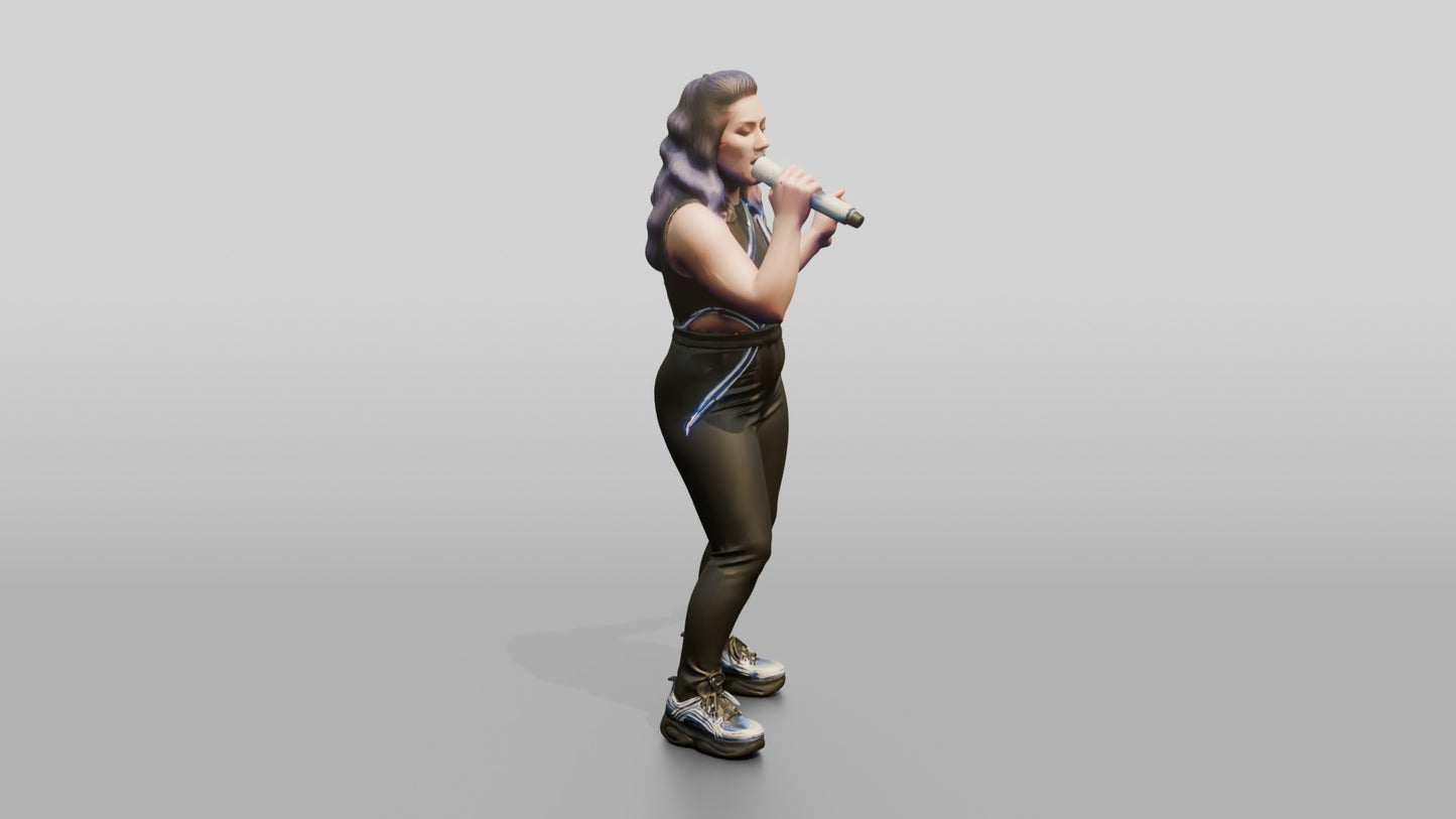 Electro-Pop Singer with Glowing Microphone