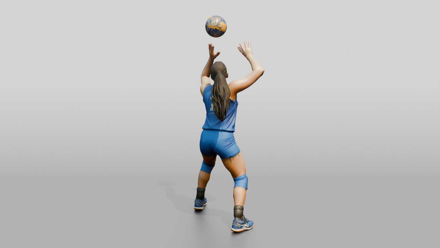 South Asian Female Volleyball Player in Royal Blue Uniform