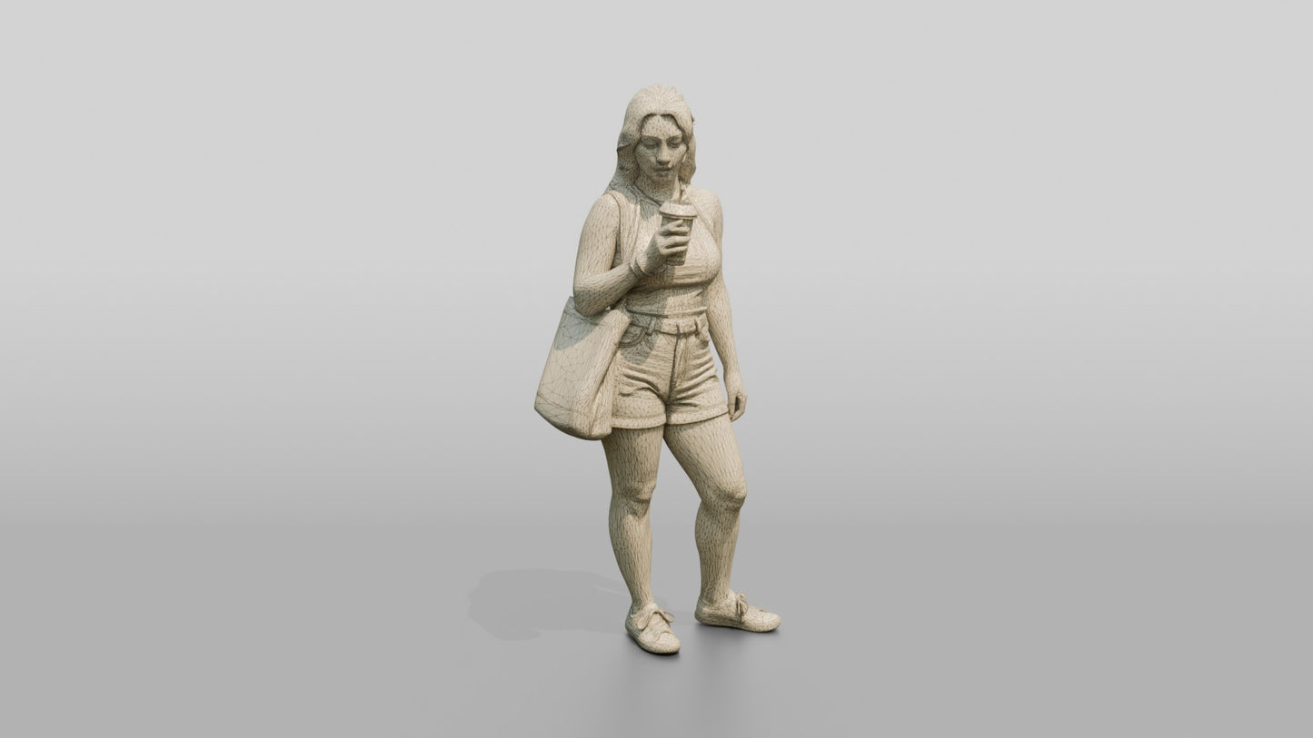 Curvy Italian Young Woman Sipping a Cold Drink