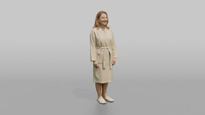 Spa Client Man Standing Barefoot In Spa Slippers, Robe Tied At The Waist - 3D character model