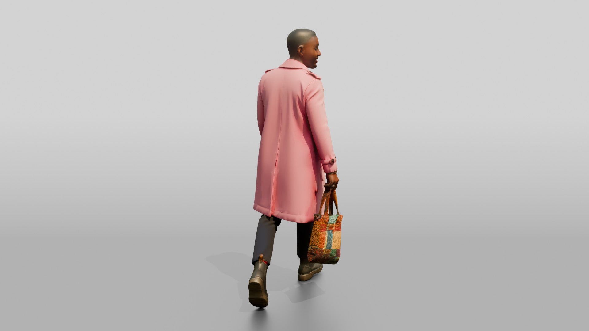 Stylish African Man in a Pink Trench Coat