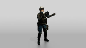 Riot Police Officer Holding Megaphone - 3D character model, view 1