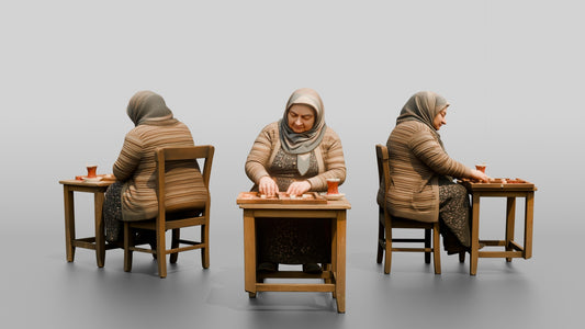 Elderly Woman Playing Backgammon