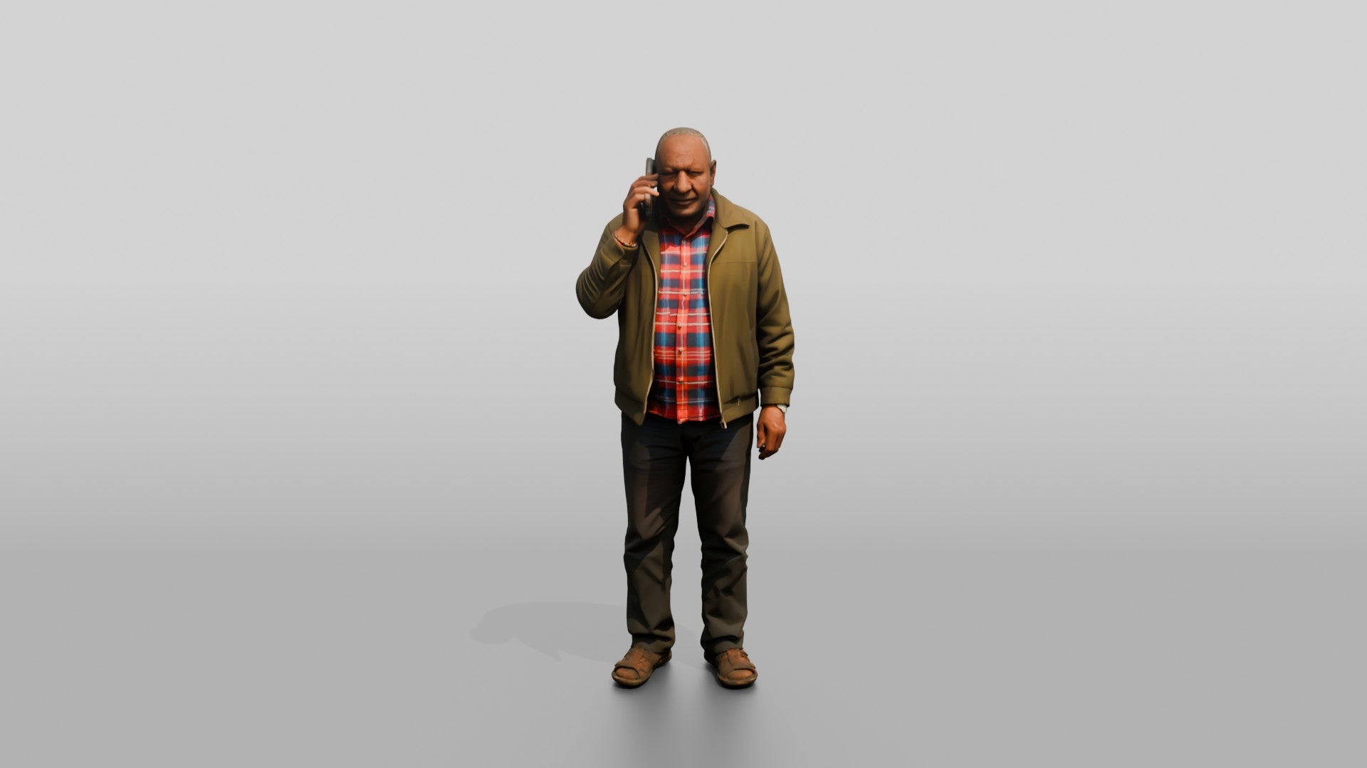 Elderly African Man Talking on the Phone