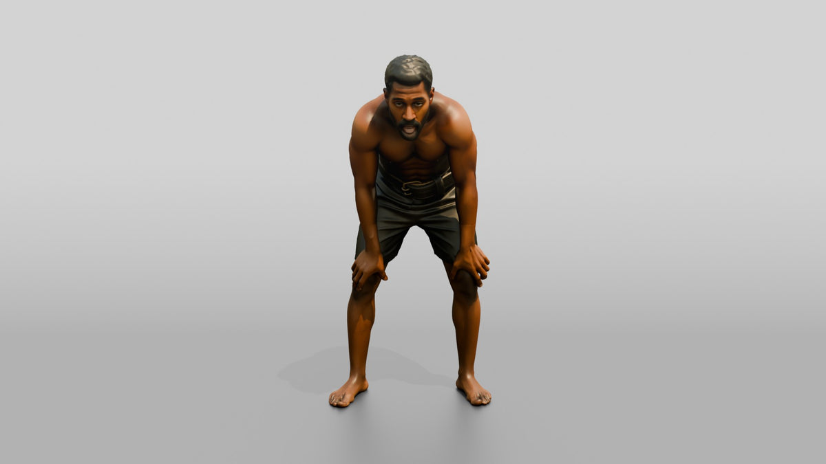 Man Resting Hands on Knees - 3D character model, view 5
