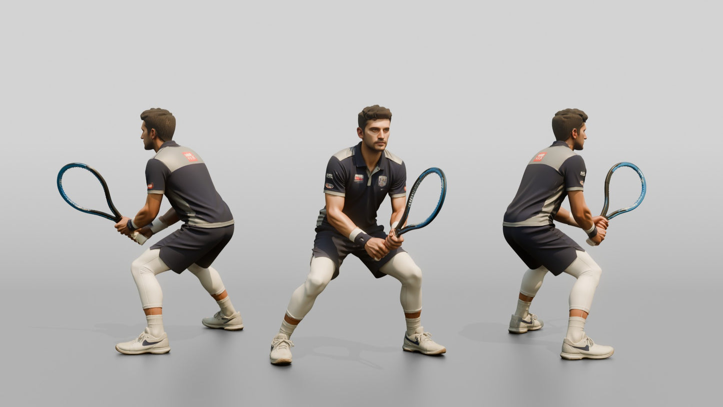 Male Tennis Player Leaning In with Focus
