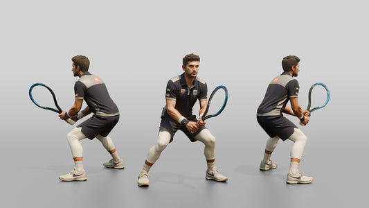 Male Tennis Player Leaning In with Focus