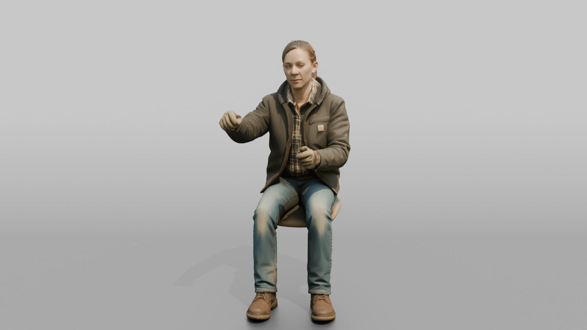 Farmer Operating Heavy Farm Machinery - 3D character model, view 1