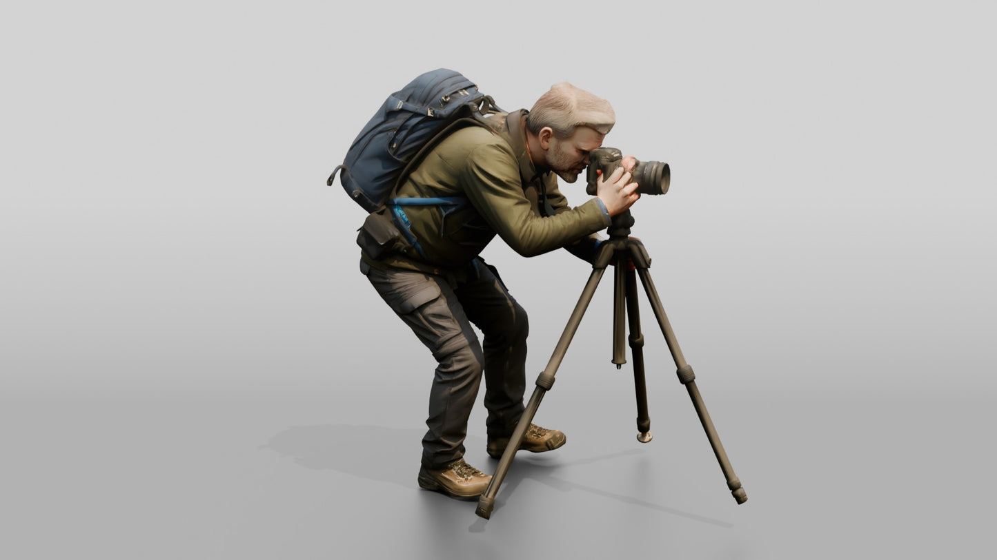Man Setting Up Camera Tripod
