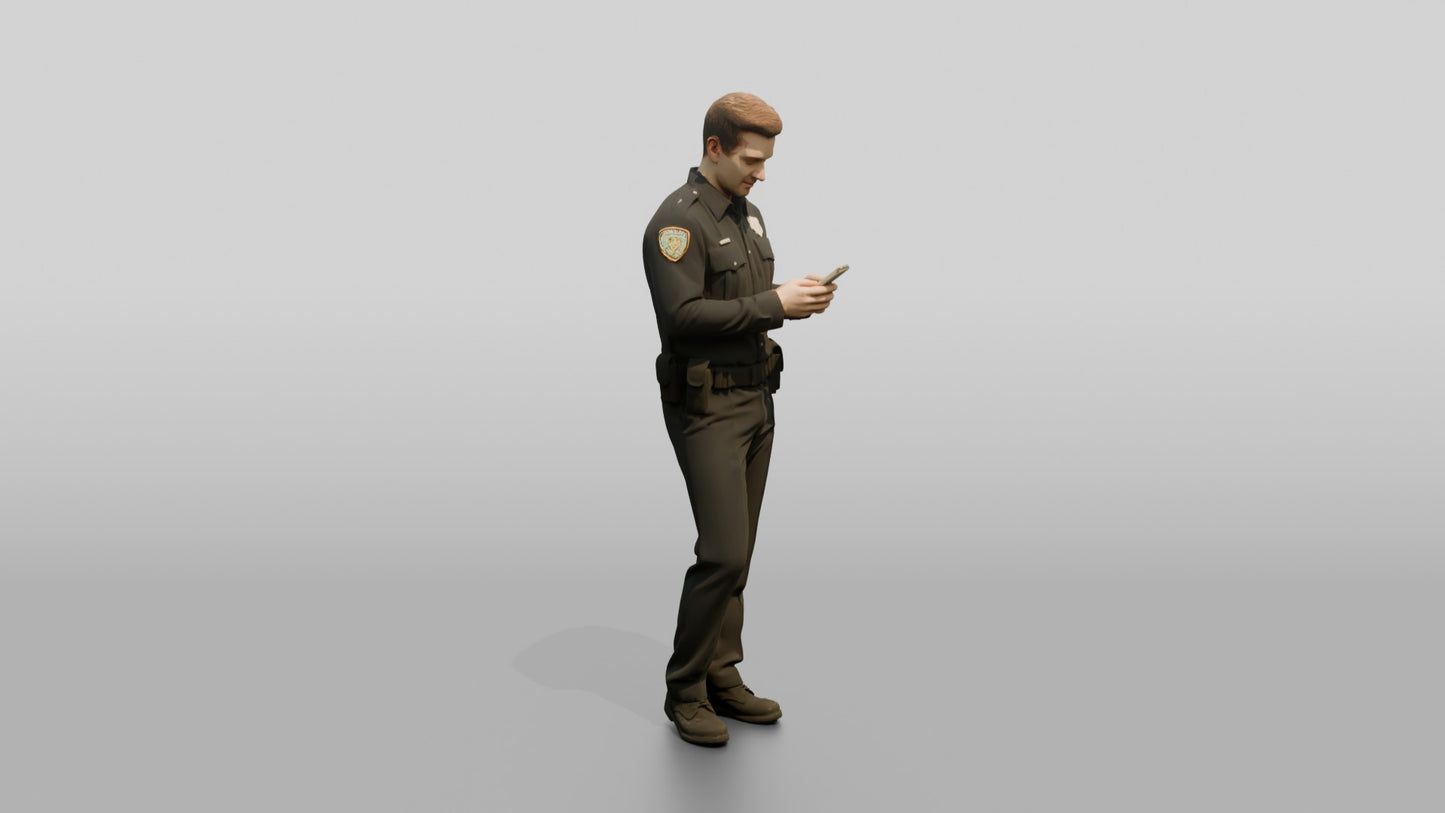 Police Officer Leaning and Texting