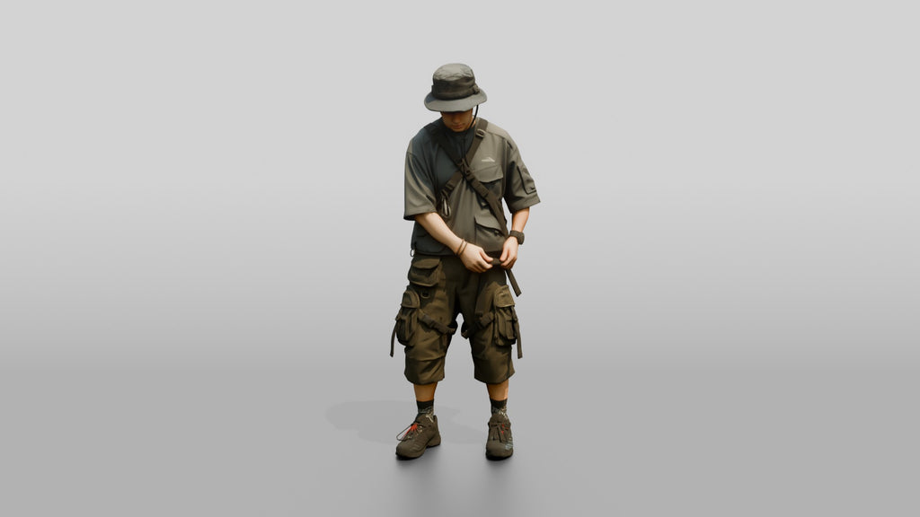 Techwear Man with Crossbody Harness