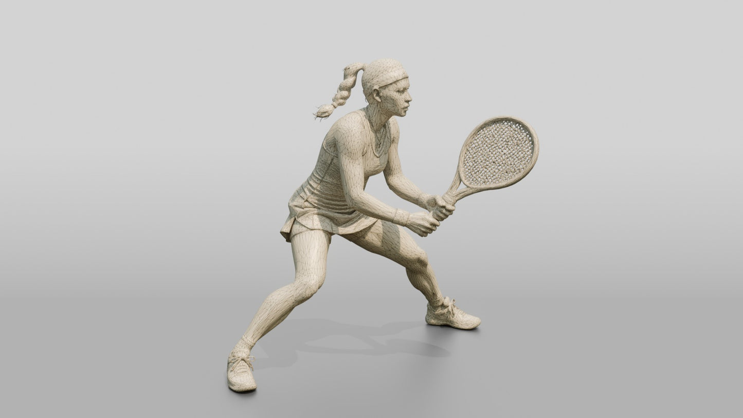 Female Tennis Player Split-Stepping for a Return