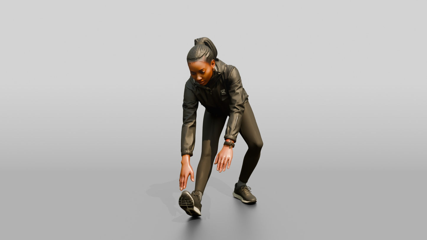 Black Woman Stretching in Waterproof Shell