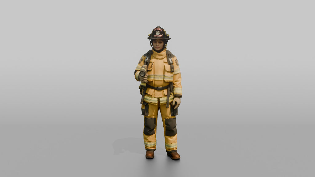Firefighter Woman Clutching a High-intensity Right-angle Flashlight