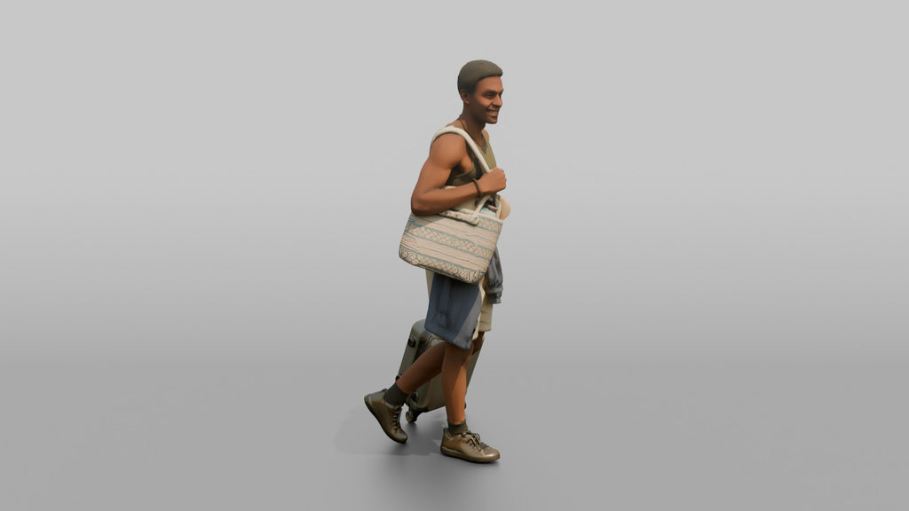 Traveler Carrying A Beach Bag