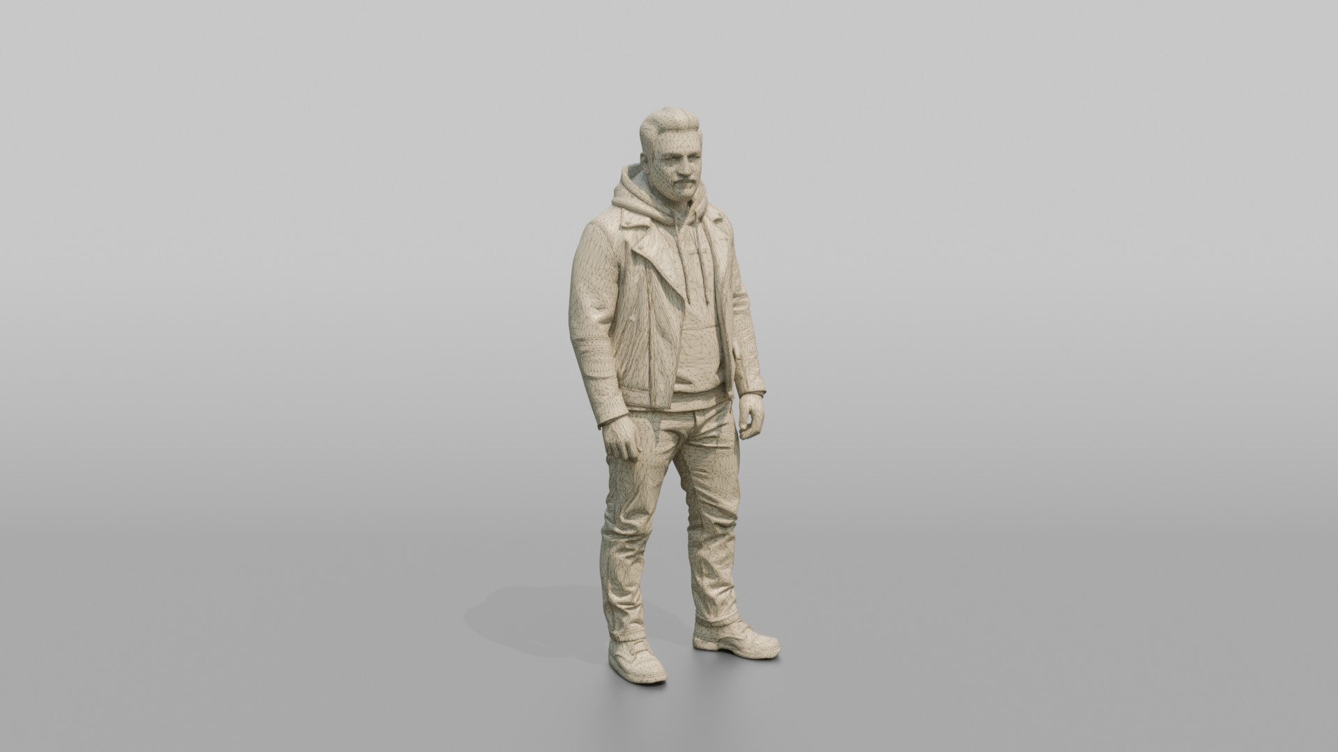 Man in Moto Jacket and Hoodie Standing