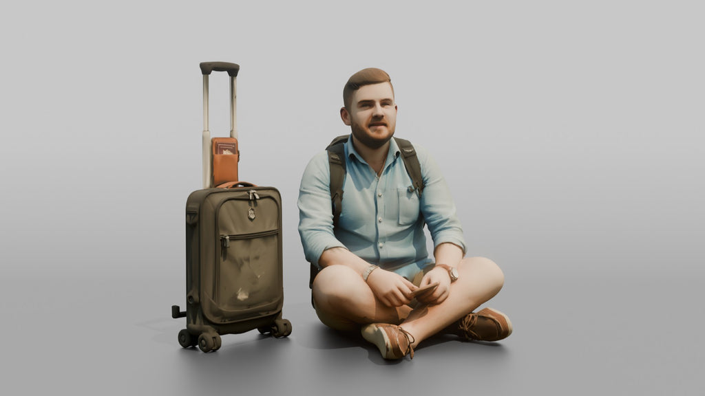 Traveler Sitting And Waiting At The Gate